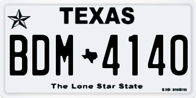 TX license plate BDM4140