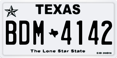 TX license plate BDM4142