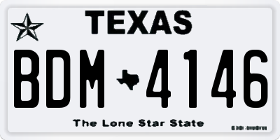 TX license plate BDM4146