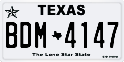 TX license plate BDM4147