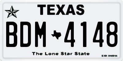 TX license plate BDM4148