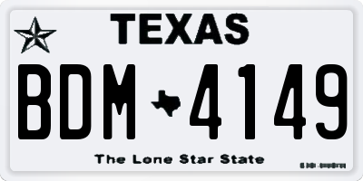TX license plate BDM4149