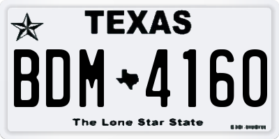 TX license plate BDM4160