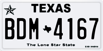 TX license plate BDM4167