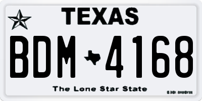 TX license plate BDM4168