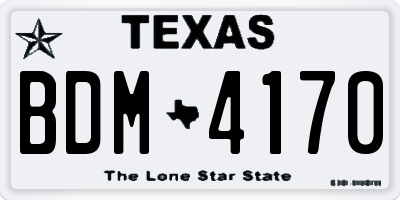 TX license plate BDM4170