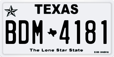 TX license plate BDM4181