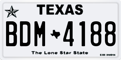 TX license plate BDM4188