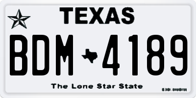 TX license plate BDM4189