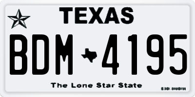 TX license plate BDM4195
