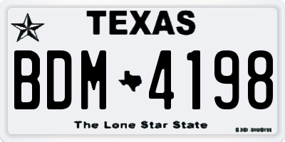 TX license plate BDM4198
