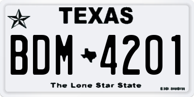 TX license plate BDM4201