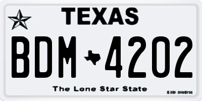 TX license plate BDM4202