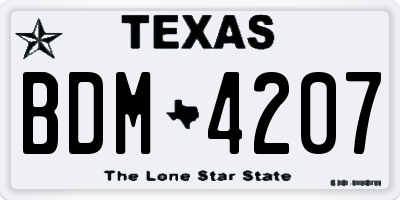 TX license plate BDM4207
