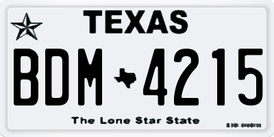 TX license plate BDM4215