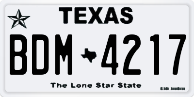 TX license plate BDM4217