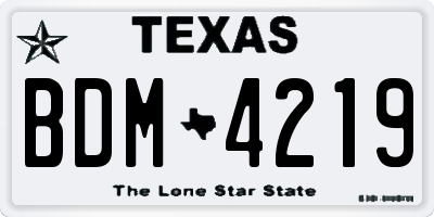 TX license plate BDM4219