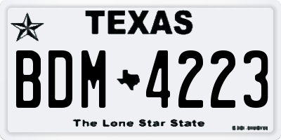 TX license plate BDM4223