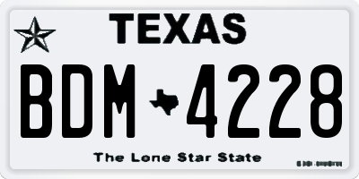 TX license plate BDM4228