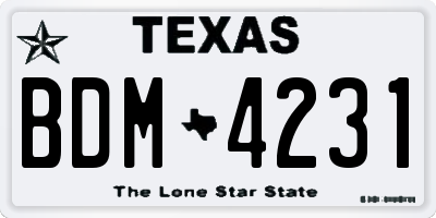 TX license plate BDM4231