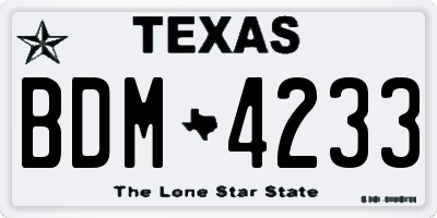 TX license plate BDM4233