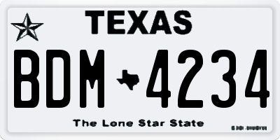 TX license plate BDM4234