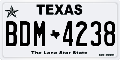 TX license plate BDM4238