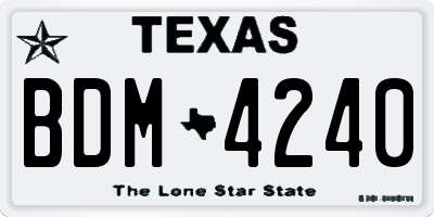 TX license plate BDM4240