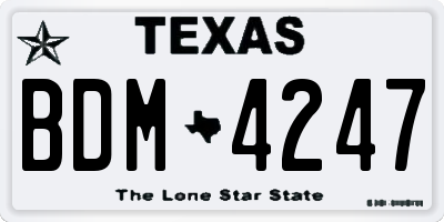 TX license plate BDM4247