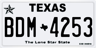 TX license plate BDM4253