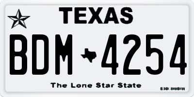 TX license plate BDM4254