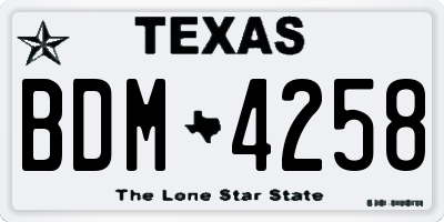 TX license plate BDM4258