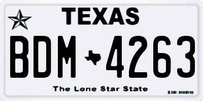 TX license plate BDM4263