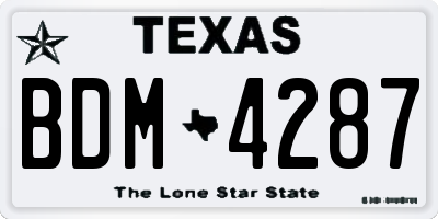 TX license plate BDM4287