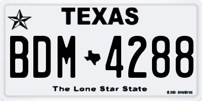 TX license plate BDM4288