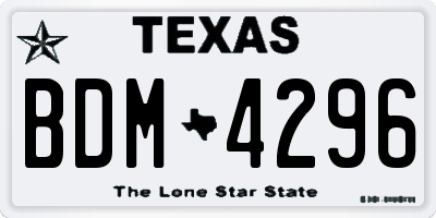 TX license plate BDM4296