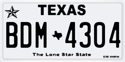 TX license plate BDM4304