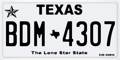 TX license plate BDM4307