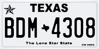 TX license plate BDM4308