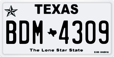TX license plate BDM4309