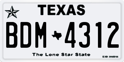 TX license plate BDM4312