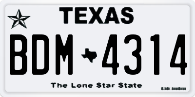 TX license plate BDM4314