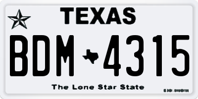 TX license plate BDM4315