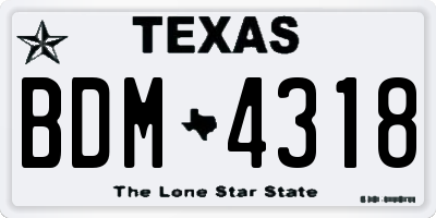 TX license plate BDM4318