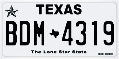 TX license plate BDM4319