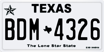 TX license plate BDM4326
