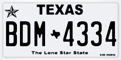 TX license plate BDM4334