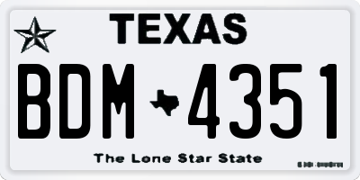 TX license plate BDM4351