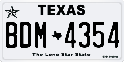 TX license plate BDM4354