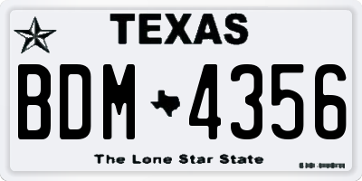 TX license plate BDM4356